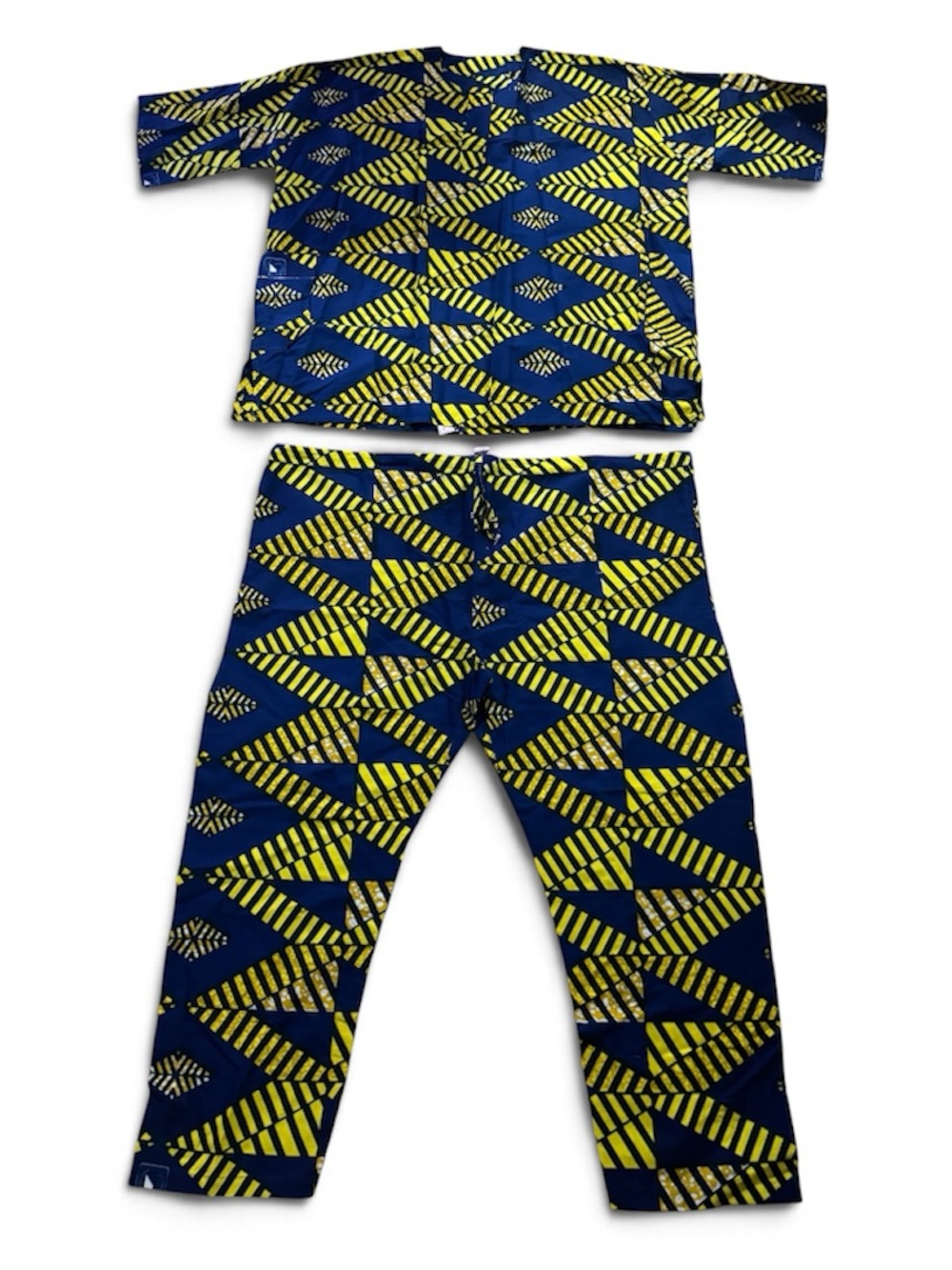 Men’s African Print 2-Piece Set | Blue Yellow | Top + Pants